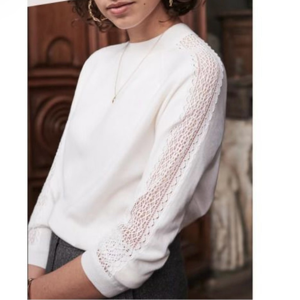 Sézane wool blend sweater with lace details